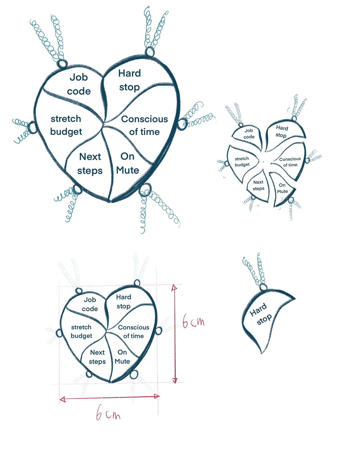Group call 6-part heart pendant